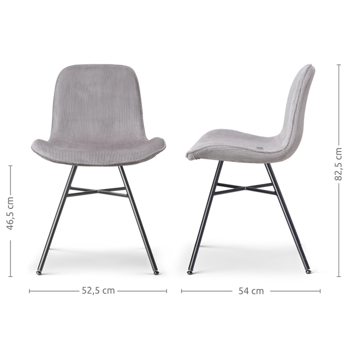 Nolon Noa-Fé Eetkamerstoel Ribstof Warm Grijs - Stof - Zwart Onderstel