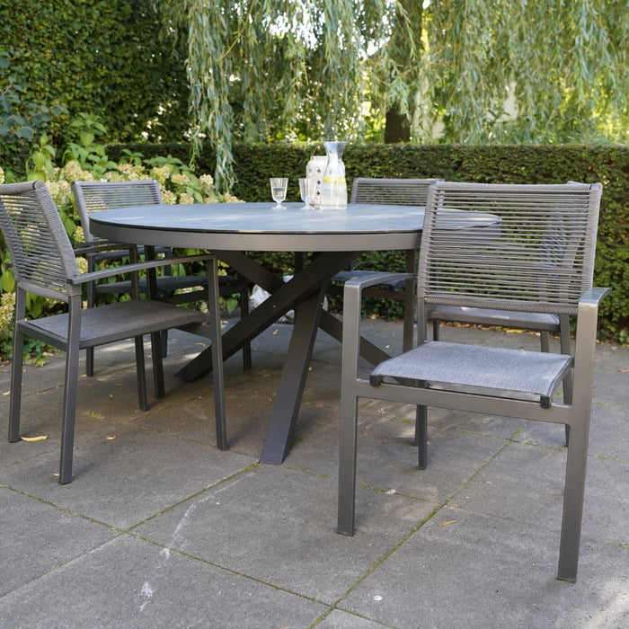 Vito dining tuinstoel | touw + textileen | stapelbaar | antraciet