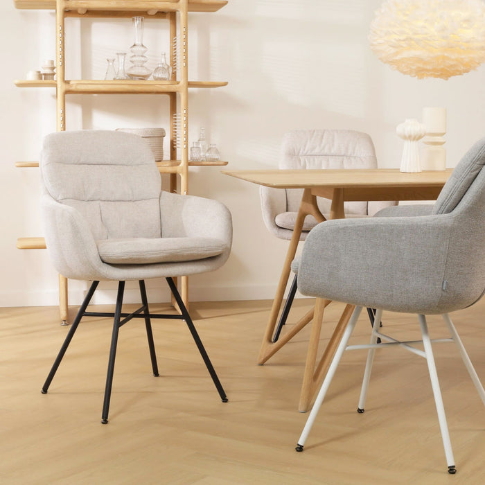 Nolon Noa-Mia Eetkamerstoel Beige - met Armleuning - Zwart