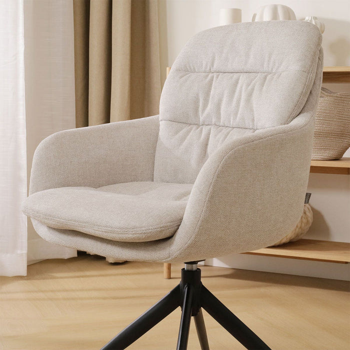 Nolon Nola-Mia Eetkamerstoel Beige - Draaibaar - Armleuning - Zwart