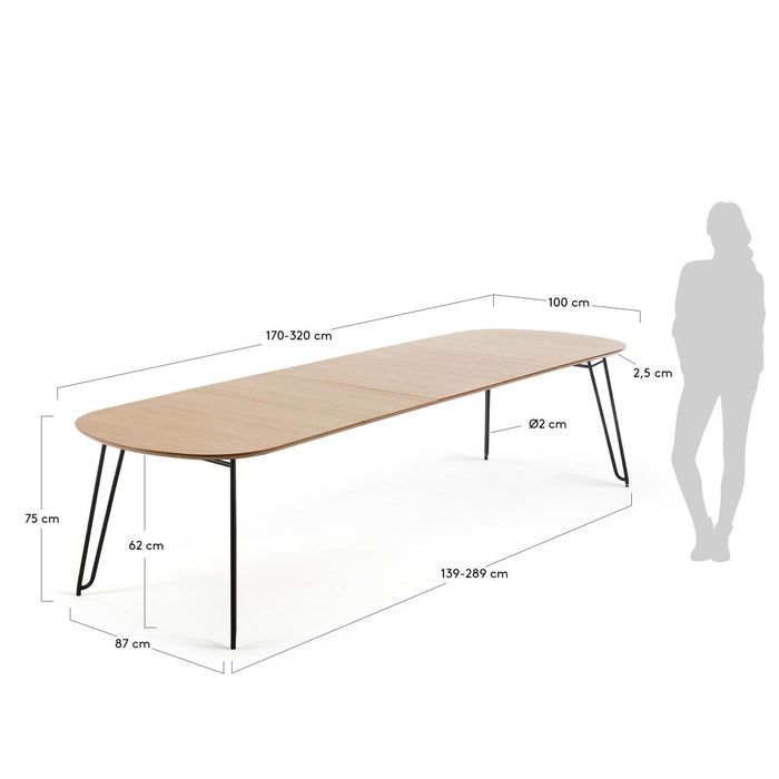 Kave Home Novac Eettafel Uitschuifbaar - 170 x 100 cm - Bruin