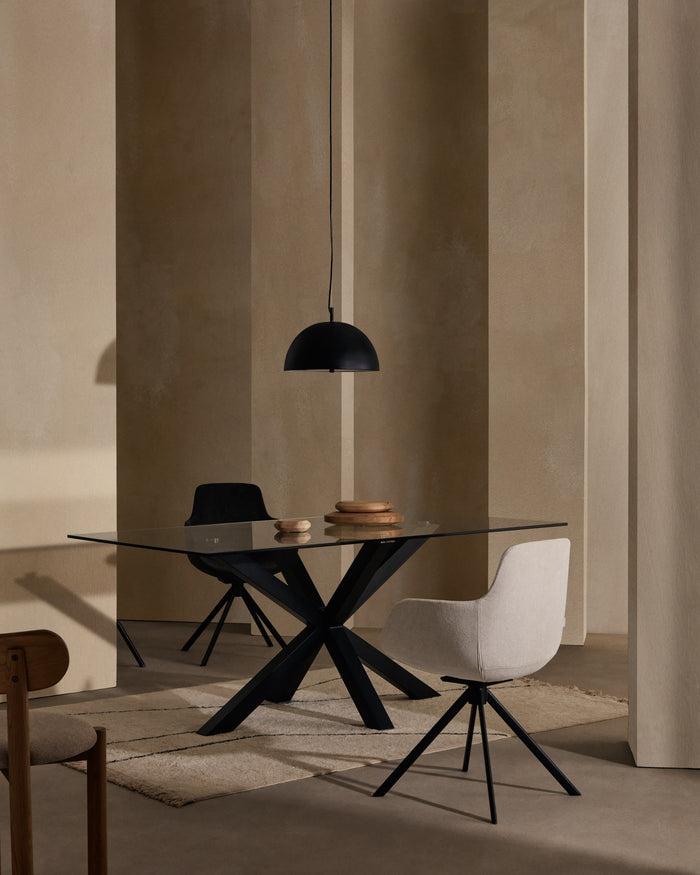 Kave Home Argo Eettafel - 160 x 90 cm - Glas / Zwart