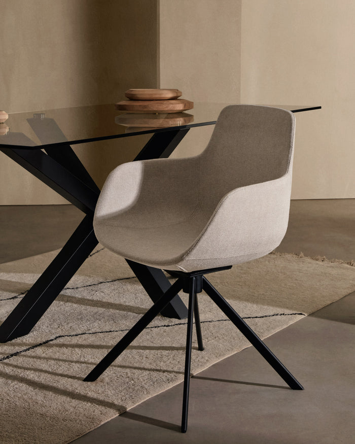 Kave Home Argo Eettafel - 160 x 90 cm - Glas / Zwart