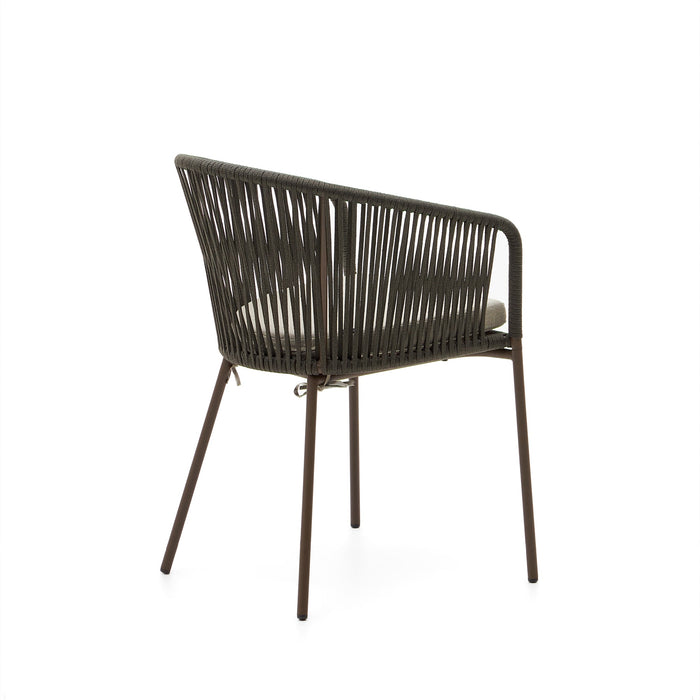 Kave Home - Yanet groene touwstoel met gegalvaniseerde stalen poten