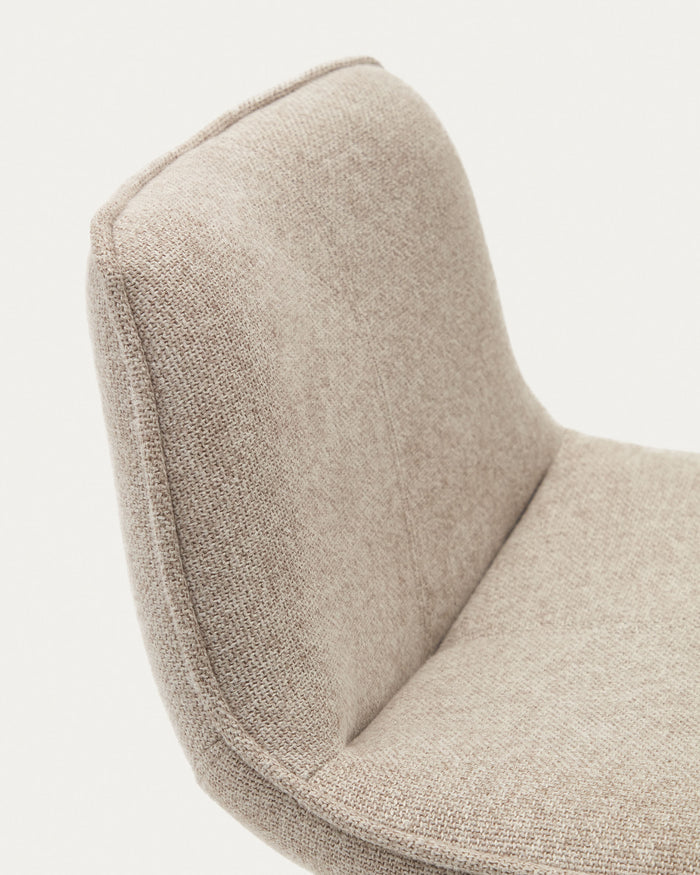 Kave Home - Zenda-kruk in beige chenille en en staal met matwitte
