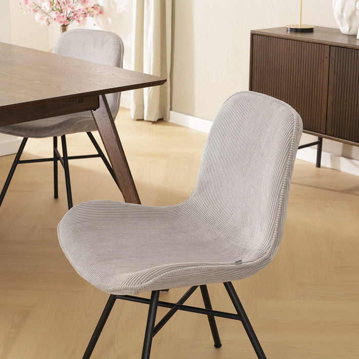 Nolon Noa-Fé Eetkamerstoel Ribstof Warm Grijs - Stof - Zwart Onderstel