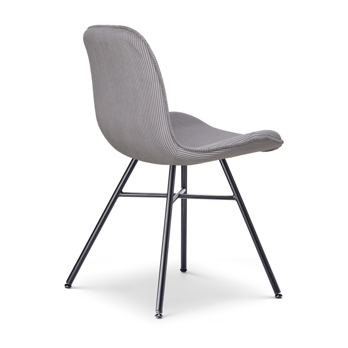 Nolon Noa-Fé Eetkamerstoel Ribstof Warm Grijs - Stof - Zwart Onderstel