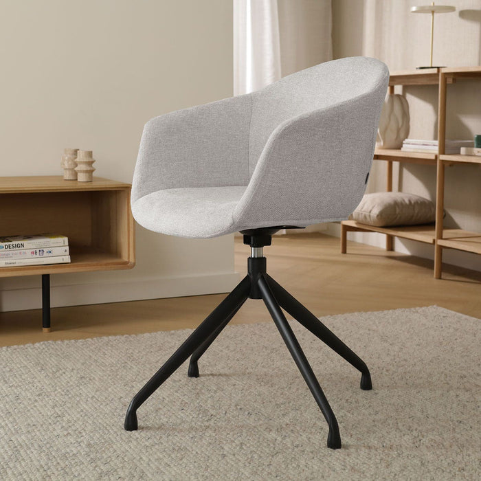 Nolon Nola-Otis Eetkamerstoel Lichtgrijs - Draaibaar Zwart Onderstel