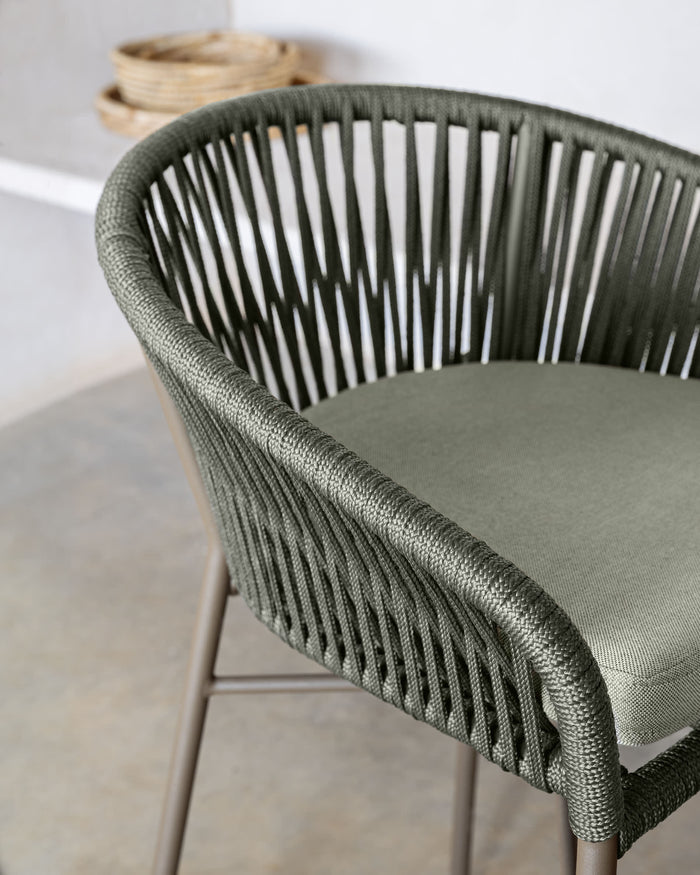 Kave Home - Yanet groen touw kruk hoogte 65 cm