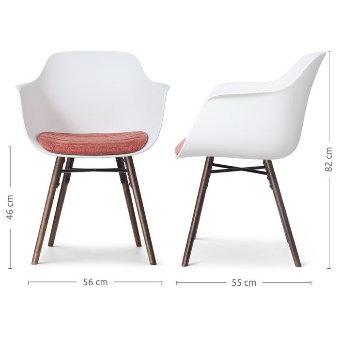 Nolon Nena-Liz Eetkamerstoel Wit - Terracotta Kussen - Walnoot