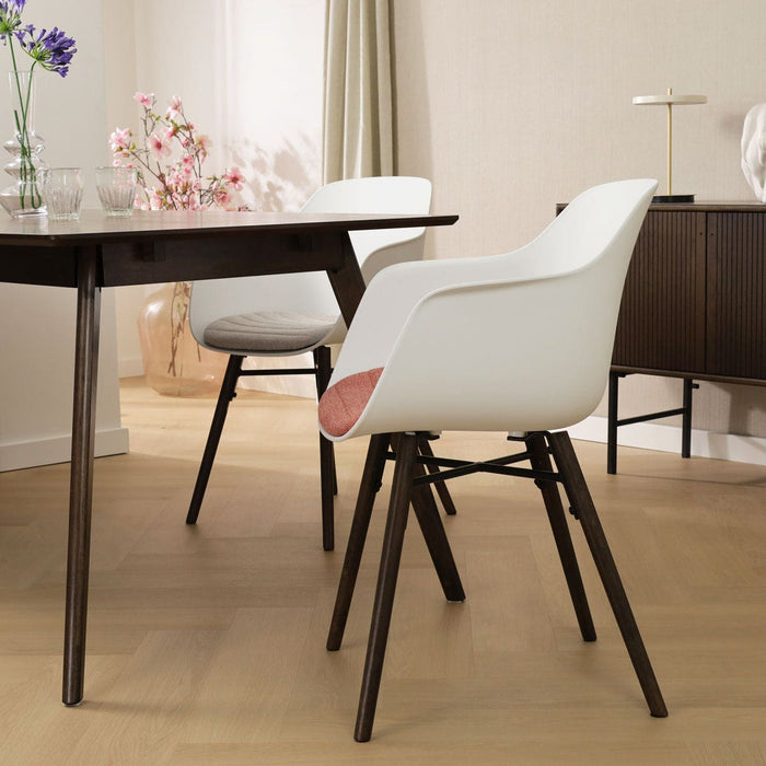 Nolon Nena-Liz Eetkamerstoel Wit - Terracotta Kussen - Walnoot