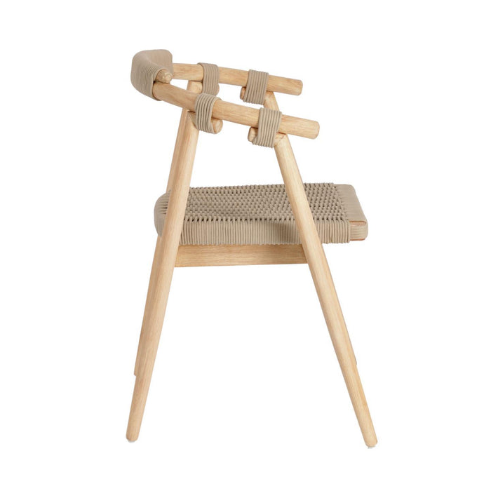 Kave Home - Majela stoel in massief eucalyptus met eiken afwerking en