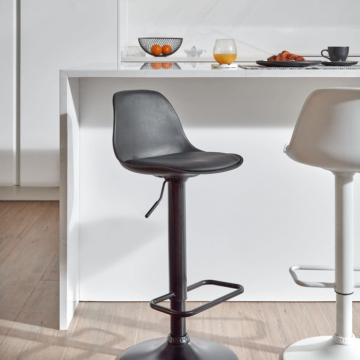 Kave Home - Orlando-T barkruk wit kunstleer en mat wit staal 60-82 cm