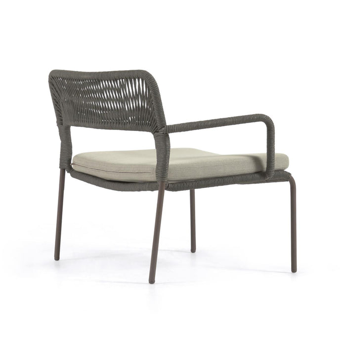 Kave Home - Cailin fauteuil in groen koord met gegalvaniseerde stalen