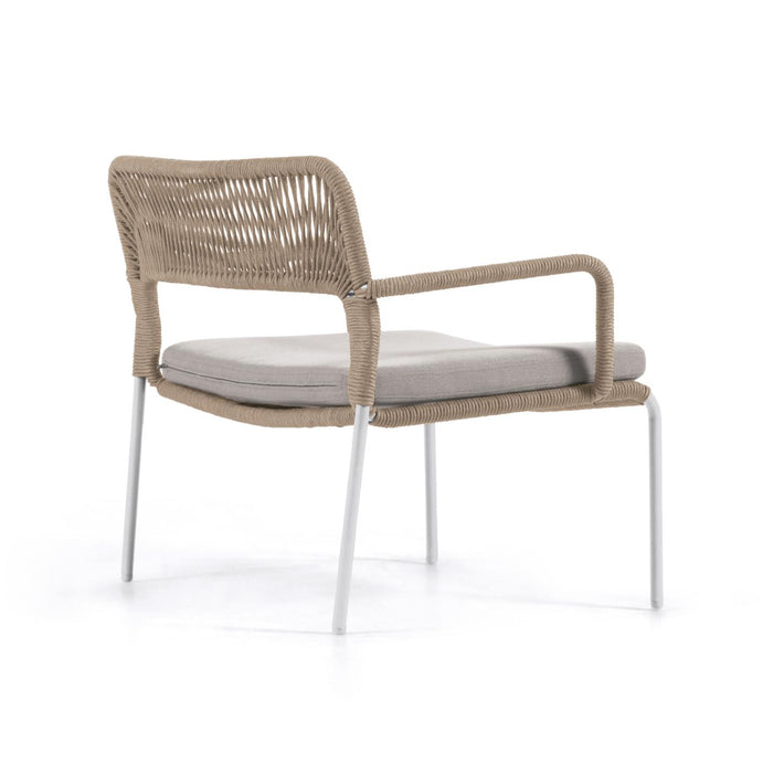 Kave Home - Cailin fauteuil in beige koord met gegalvaniseerde stalen