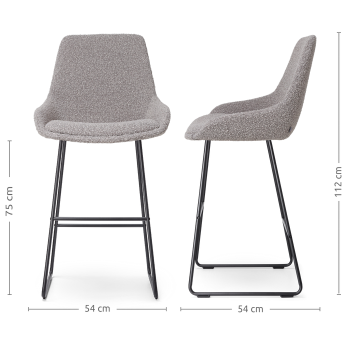 Nolon Nino-Isa Barkruk Bouclé Taupe - Stof - Zwart Onderstel - 75 cm