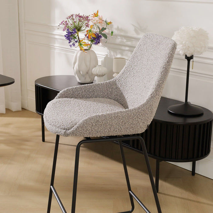 Nolon Nino-Isa Barkruk Bouclé Taupe - Stof - Zwart Onderstel - 75 cm