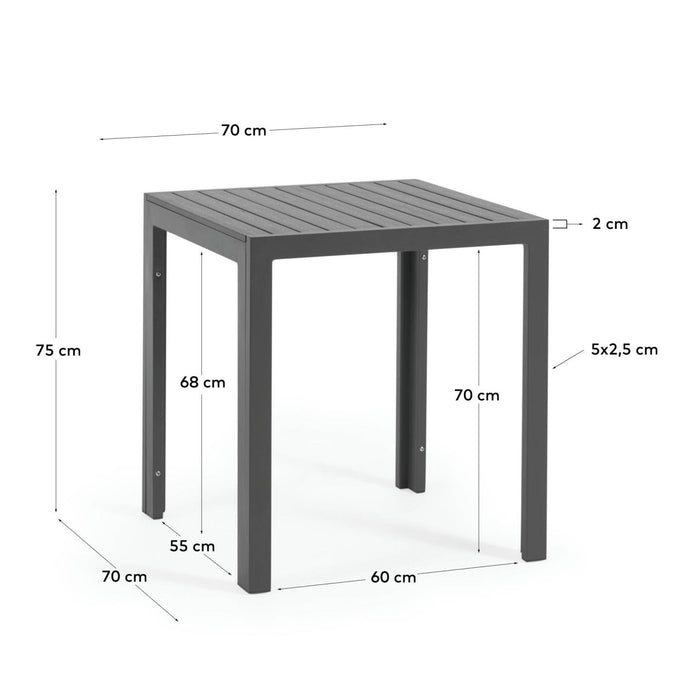 Kave Home - Sirley tuintafel van aluminium in zwart 70 x 70 cm