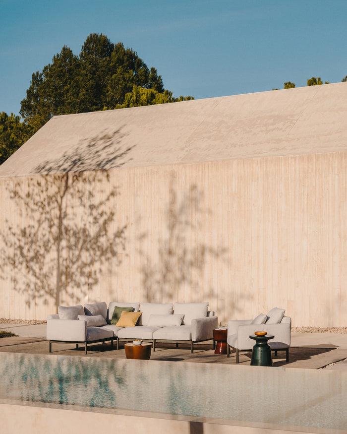 Kave Home - Sorells modulaire buitenfauteuil met beige bekleding en