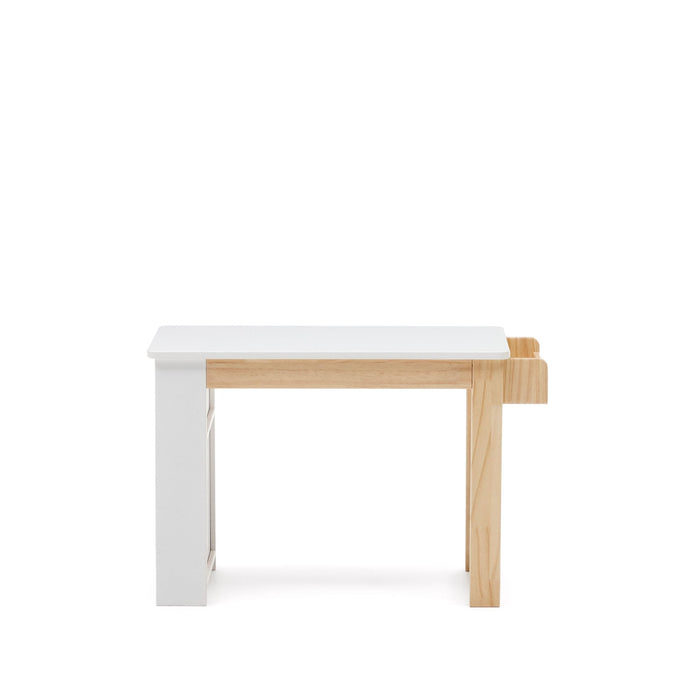 Kave Home - Witte Serwa-bureau van MDF met poten en details van