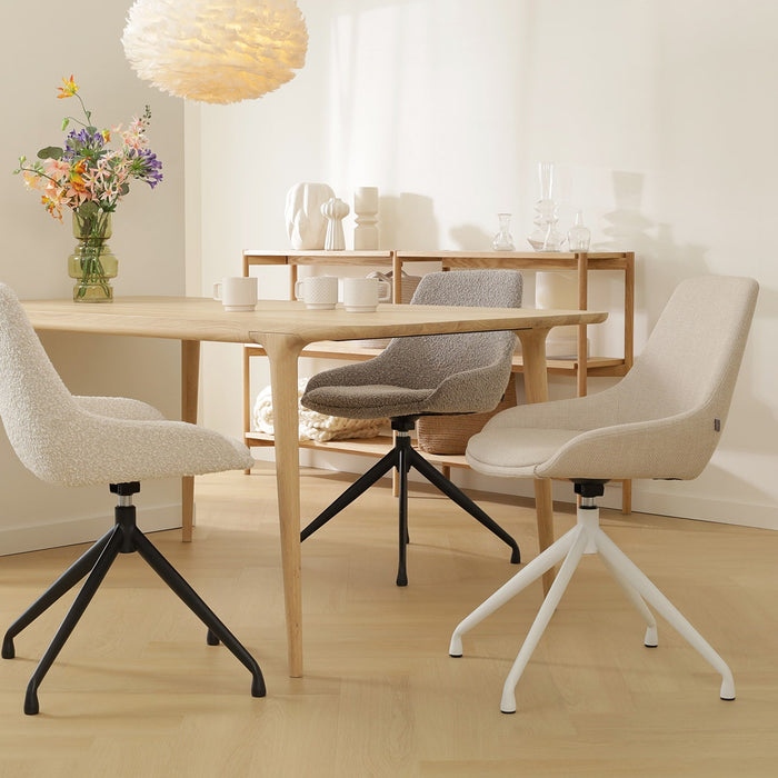 Nolon Nola-Isa Eetkamerstoel Beige - Draaibaar Wit Onderstel