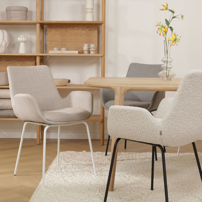 Nolon Nora-Eef Eetkamerstoel Beige - met Armleuning - Zwart