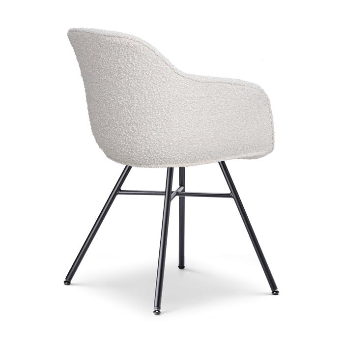Nolon Noa-Mare Eetkamerstoel Bouclé Beige - Armleuning - Zwarte Poten