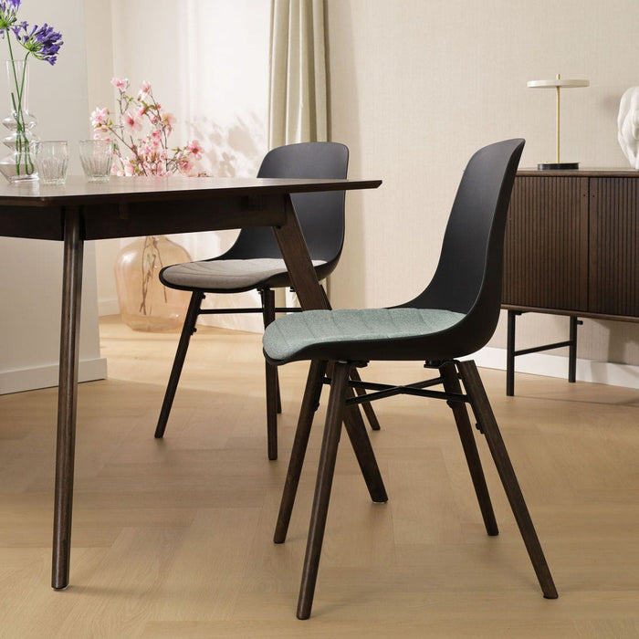 Nolon Nena-Liv Eetkamerstoel Zacht Groen - Lichtgrijs Kussen - Walnoot