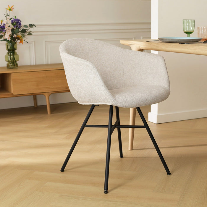 Nolon Noa-Otis Eetkamerstoelen Set van 2 - Beige - Zwarte Poten