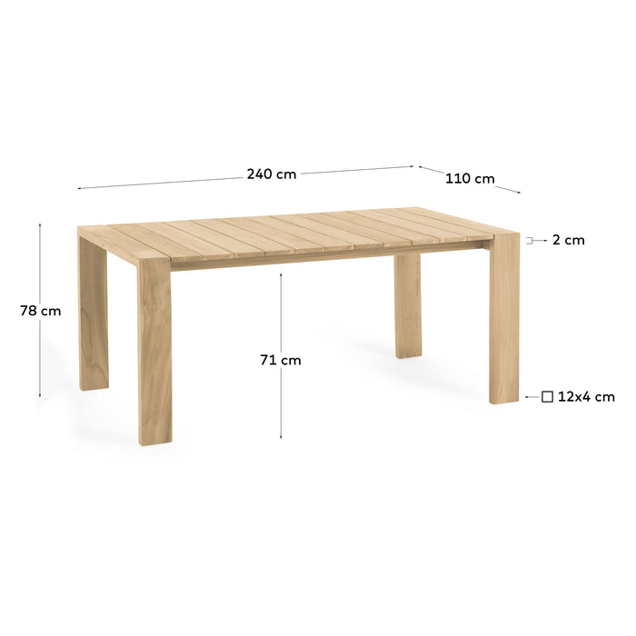 Kave Home - Victoire tuintafel in massief teakhout 240 x 110 cm