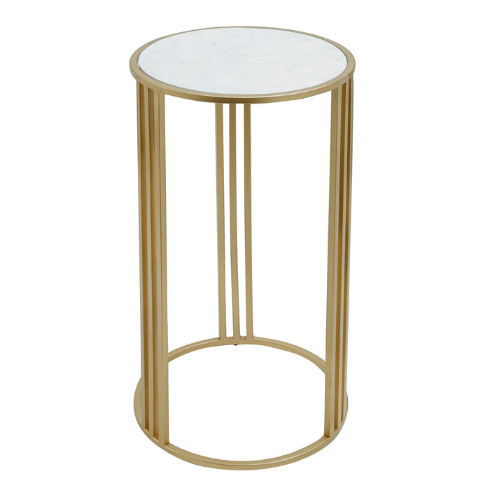 PTMD Lacu Gold iron side table round stone top SV2
