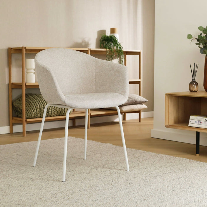 Nolon Nora-Otis Eetkamerstoelen Set van 2 - Beige - Witte Poten