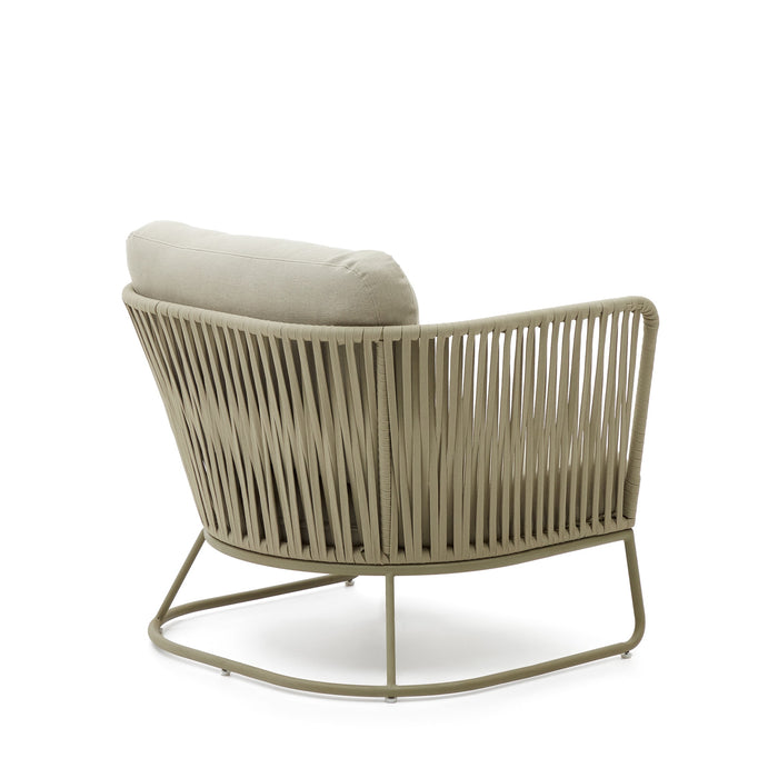 Kave Home - Outdoor-fauteuil Saconca van touw en groen gegalvaniseerd