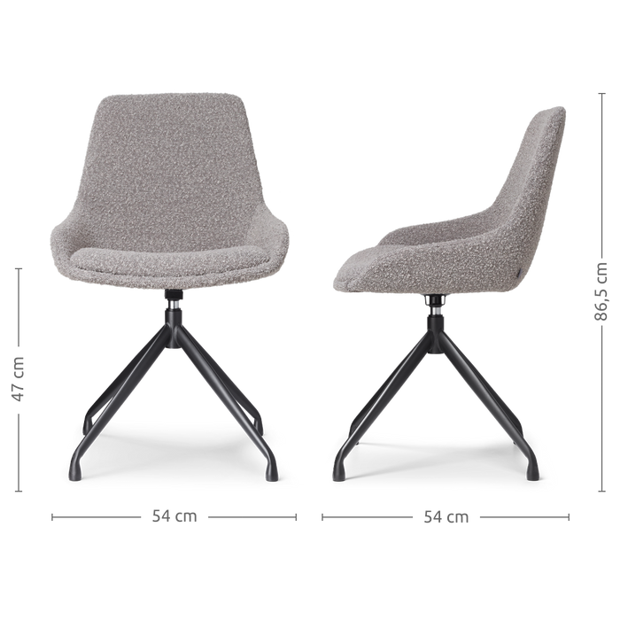 Nolon Nola-Isa Eetkamerstoel Bouclé Taupe - Draaibaar Zwart Onderstel