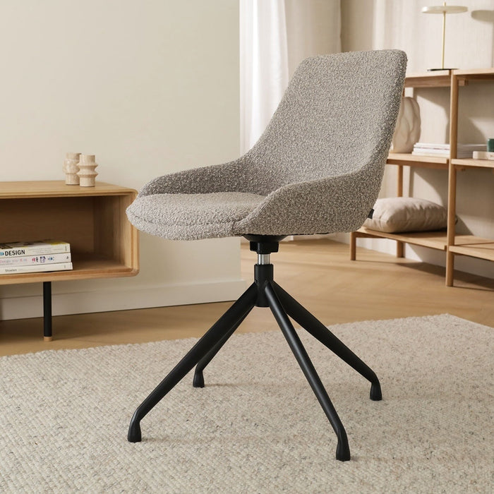 Nolon Nola-Isa Eetkamerstoel Bouclé Taupe - Draaibaar Zwart Onderstel