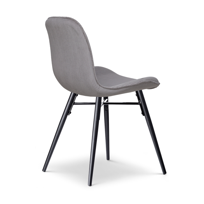 Nolon Nena-Fé Eetkamerstoel Ribstof Warm Grijs - Zwarte Houten Poten