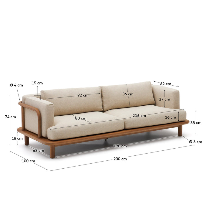 Kave Home - 3-zitsbank Turqueta van FSC 100% massief teakhout 230 cm