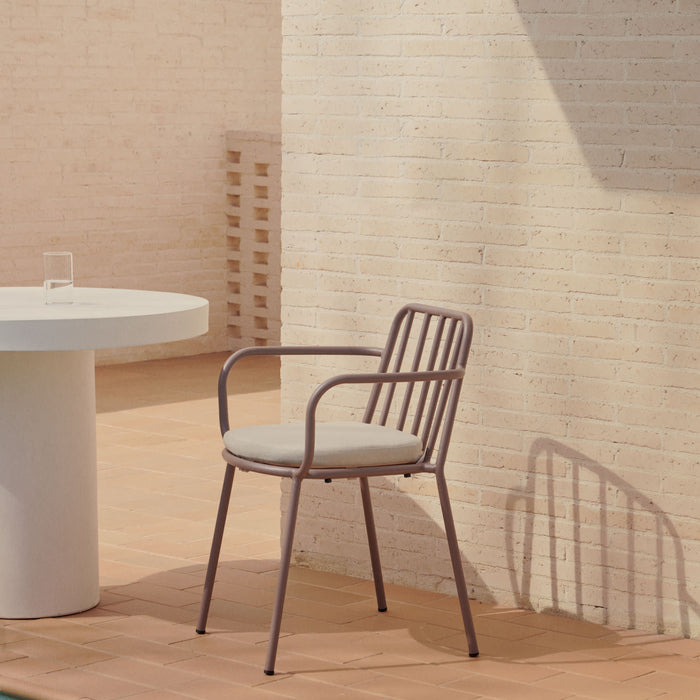 Kave Home - Stoel Bramant in staal met mauve afwerking