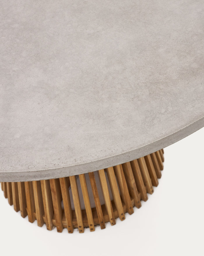 Kave Home - Ronde tuintafel Alcaufar van massief teakhout en grijs