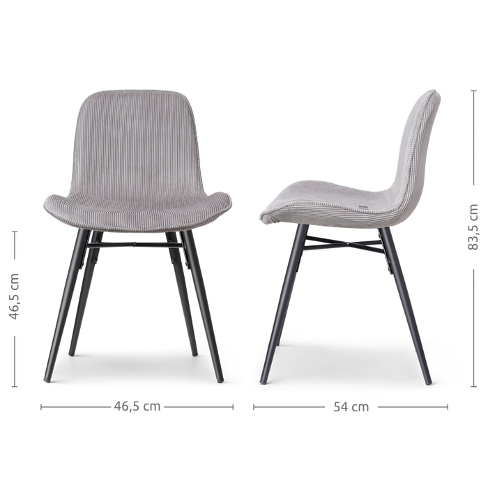 Nolon Nena-Fé Eetkamerstoel Ribstof Warm Grijs - Zwarte Houten Poten