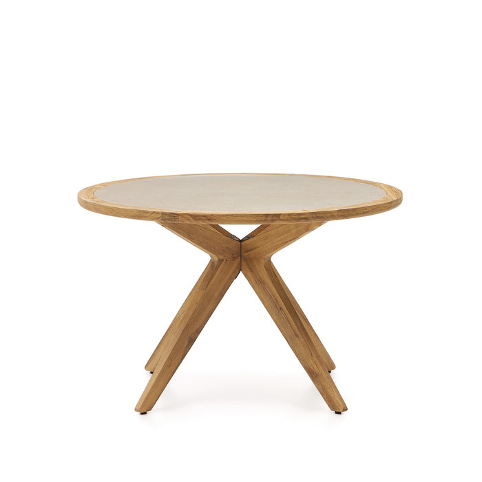 Kave Home - Julieta ronde tafel in beige polybeton en massief