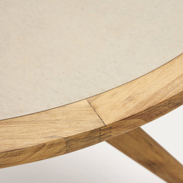 Kave Home - Julieta ronde tafel in beige polybeton en massief