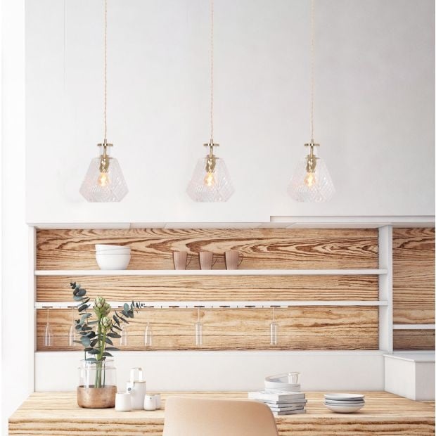 Mexlite Grazio glass hanglamp – E27 (grote fitting) – messing