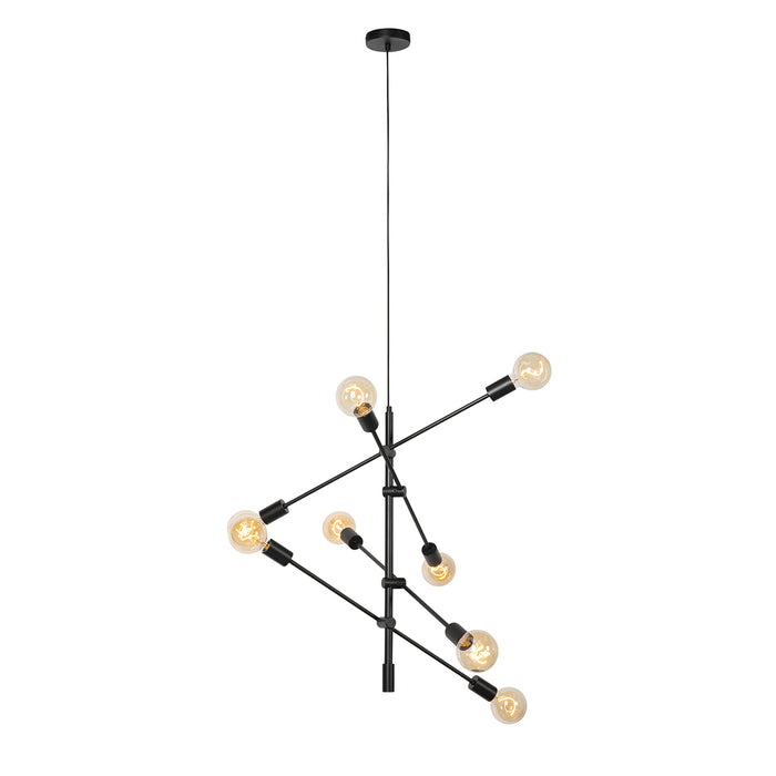 QAZQA Industriële hanglamp zwart 8-lichts - Sydney