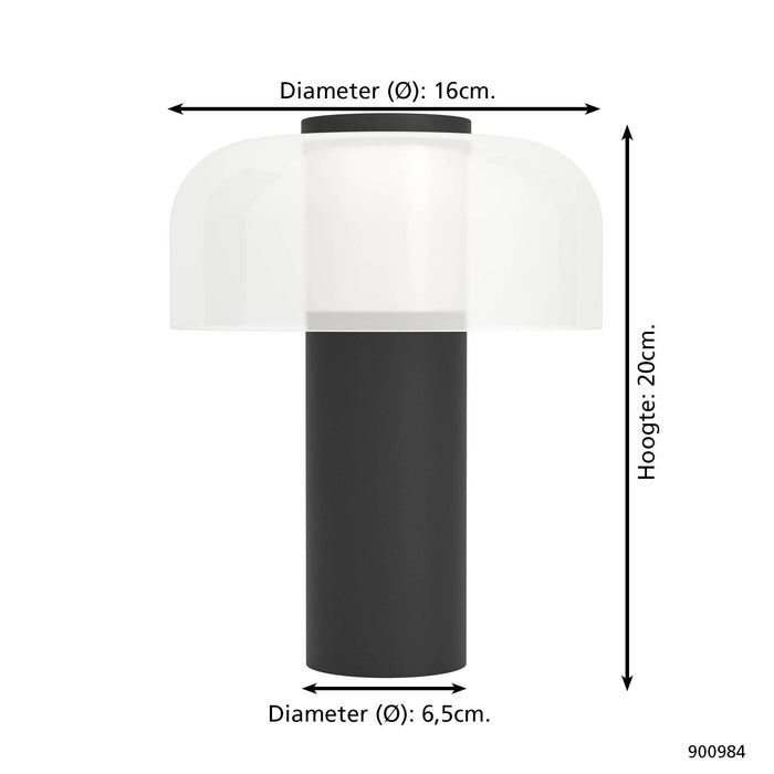 EGLO Ponente Tafellamp - LED - 20 cm - Zwart|Wit