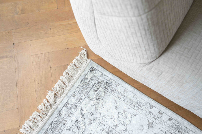 Vintage vloerkleed Ornament beige met franjes 195x300cm