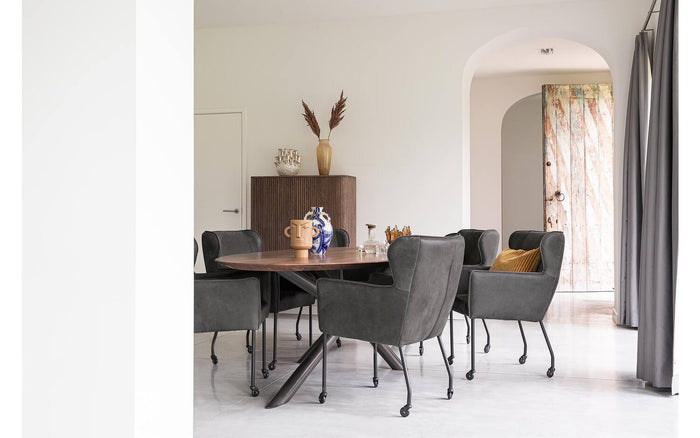 Goossens Eetkamerstoel Leogang - Leder met armleuning