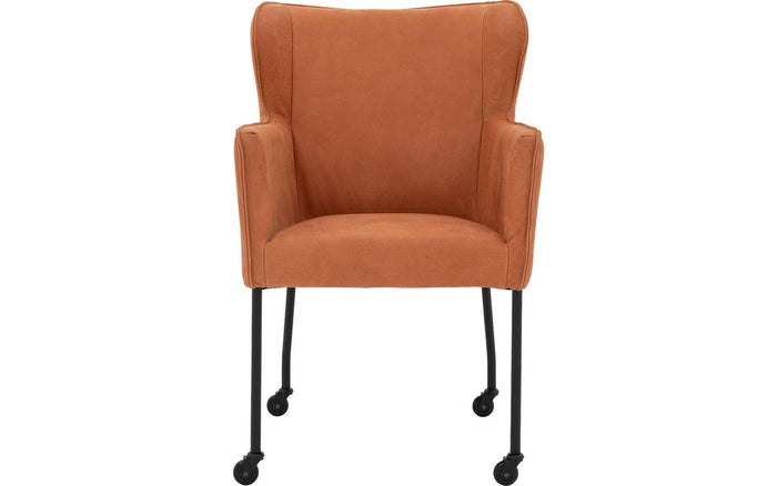 Goossens Eetkamerstoel Leogang - Leder met armleuning