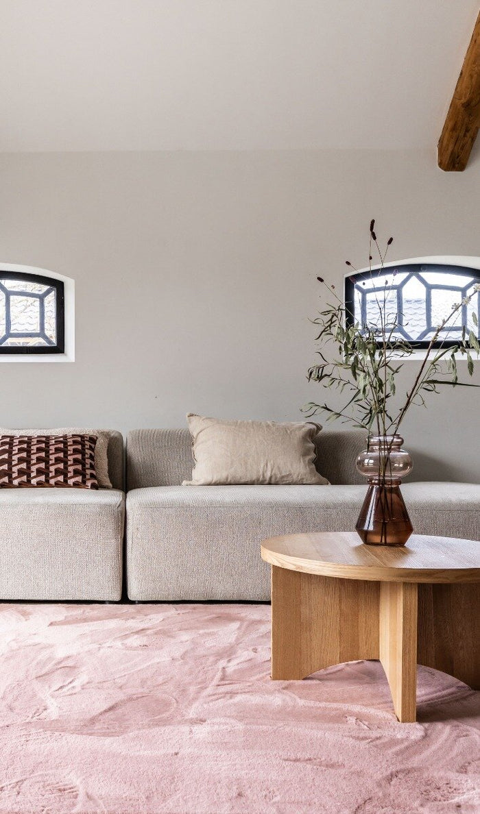 Interieur05 Rond Hoogpolig Vloerkleed Lux Oud Roze 160cm