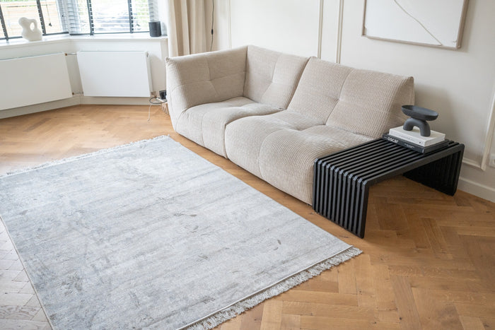 Vintage vloerkleed Smuk grijs met franjes 195x300cm